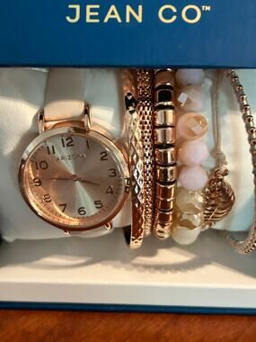 Arizona Jean Co Pink Watch & Stacking Bracelet Set New Battery Gift Box
